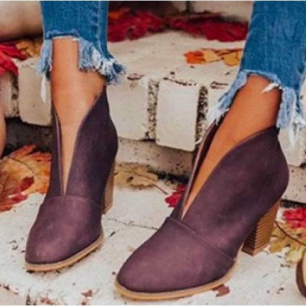 Wine Ankle Boots for Women